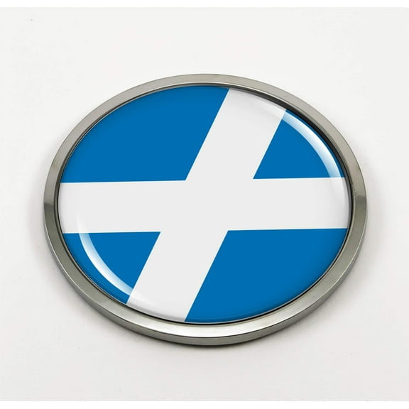 Scotland Flag 3D Domed Round Automotive Emblem