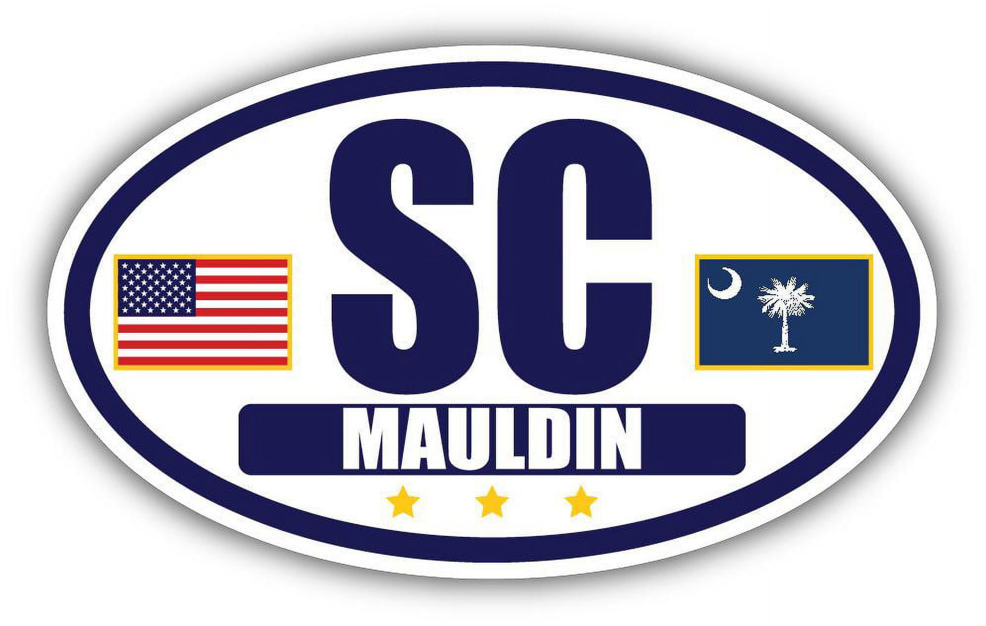 Flag of South Carolina / American Flag Oval 3M Vinyl Bumper Sticker