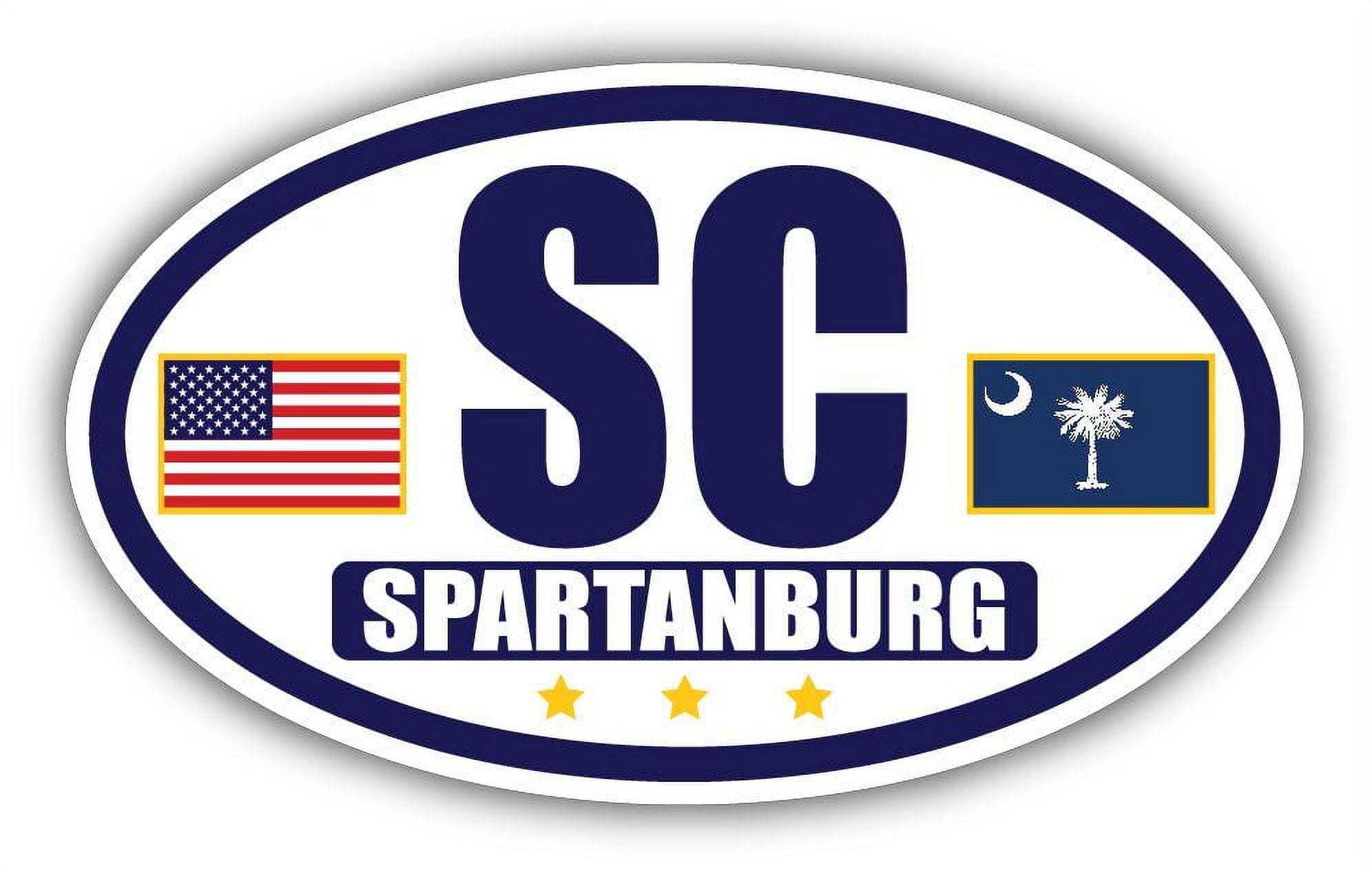 South Carolina & American Flag Oval Bumper Sticker – 3M Vinyl, 3x5 Inches, Navy & Gold, Made In USA