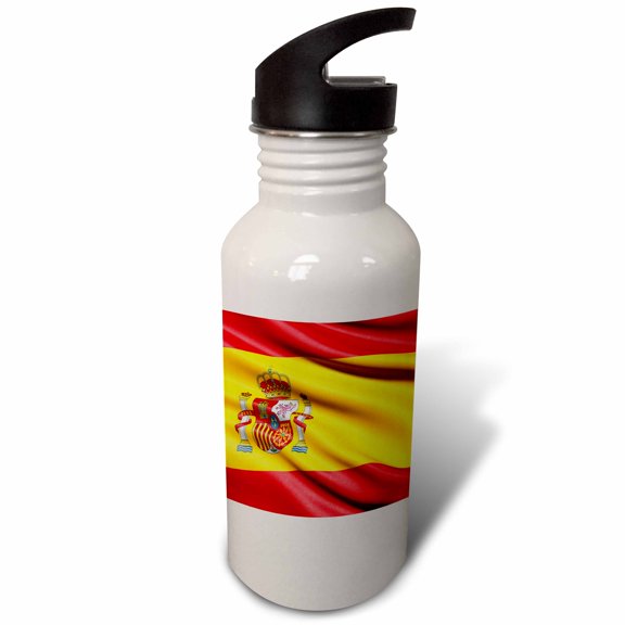 3dRose, Flag of Spain waving in the wind, Flip Straw 21oz Water Bottle