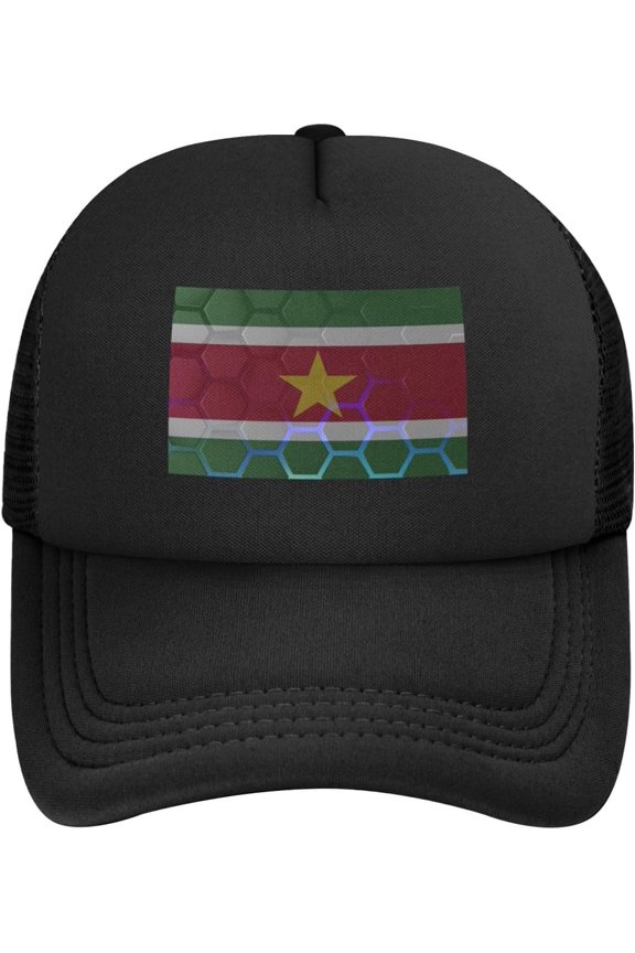 Flag of Suriname Baseball Cap for Men Women Snapback Adjustable Mesh Back Hat