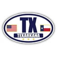 thumbnail image 1 of Flag of Texas / American Flag Oval 3M Vinyl Bumper Sticker Decal | Navy & Gold Texarkana, TX Sticker Vinyl Decal, 1 of 3