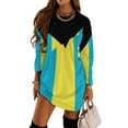 thumbnail image 1 of Flag of The Bahamas Loose Dress Evening Dress Summer Dresses for Women Luxury Dress Long Sleeved Dress, 1 of 4