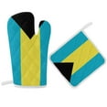 Flag of The Bahamas Oven Gloves And Pots Stand Set Oven Gloves And Pot ...