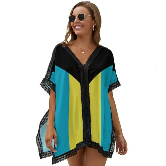 Flag of The Bahamas Women's Swimsuit Coverup Summer Beach Cover Up Bathing Suit Dress