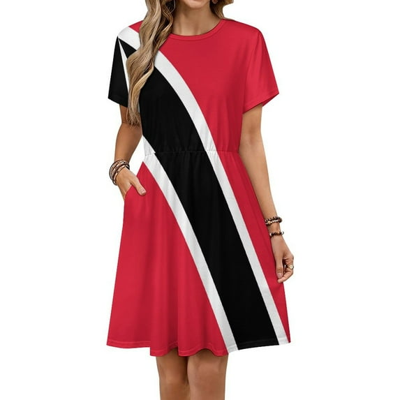 Flag of Trinidad Tobago Sundress Short Sleeve Dress Summer Women Clothes Dress for Women Dresses