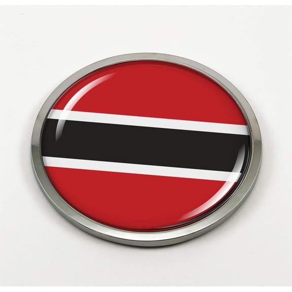 Flag of Trinidad and Tobago | 3D Domed CAR Emblem Badge Sticker Chrome Metal Round Bezel