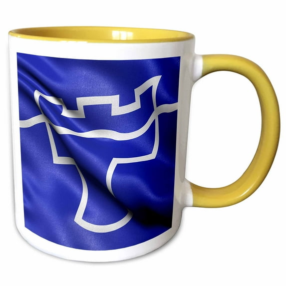 Flag of Tyne and Wear waving in the wind 15oz Two-Tone Yellow Mug mug-344792-13