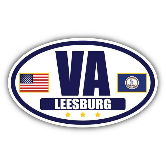 Flag of Virginia / American Flag Oval 3M Vinyl Bumper Sticker Decal | Navy & Gold Leesburg, VA Sticker Vinyl Decal