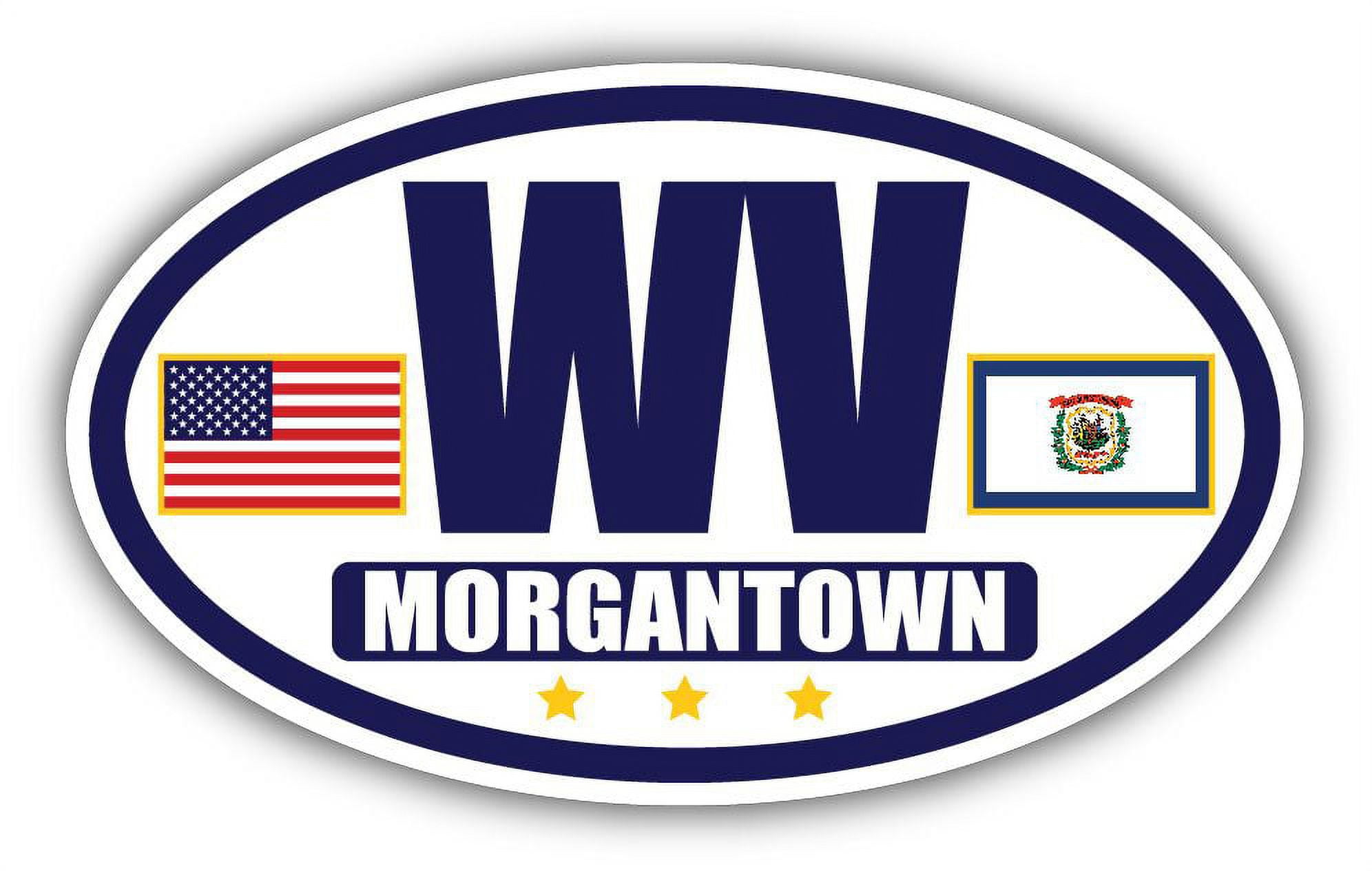 Flag of West Virginia / American Flag Oval 3M Vinyl Bumper Sticker