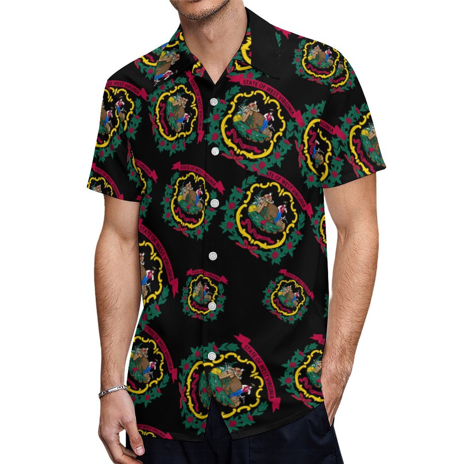 Men's Hawaiian Shirt - Tropical Printed Short Sleeve Button Down | Aloha Beach Shirt For Summer & Vacations - View #4