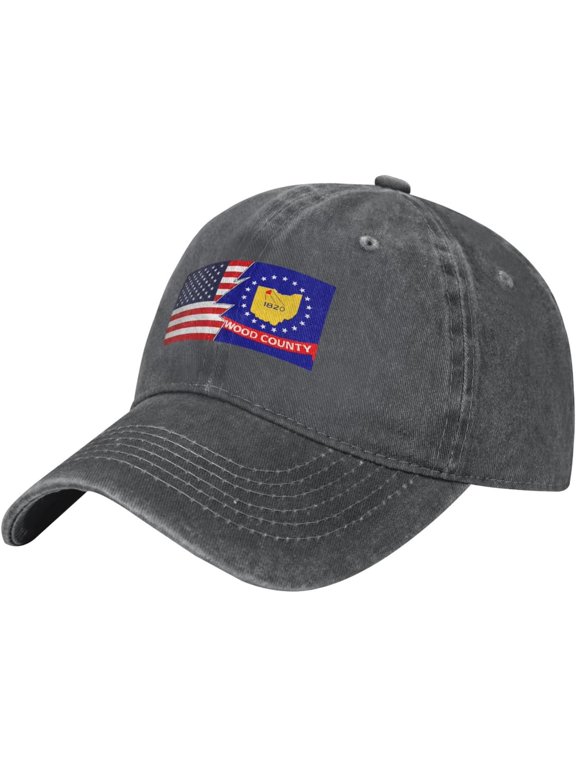 Flag of Wood County, Ohio and America Baseball Cap for Men Women Adjustable Vintage 100% Washed Cotton Dad Hat