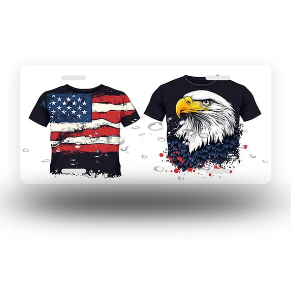 Flag themed T-shirts Front License Plate,Metal License Plate,Funny Standard Plates Personalized Novelty Decorative For Men/Women/Boys/Girls Car 6×12 Inch