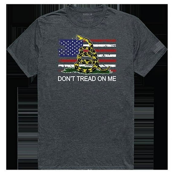 Flag with Gadsden Tactical Graphic Tee Shirt, Heather Charcoal - Small