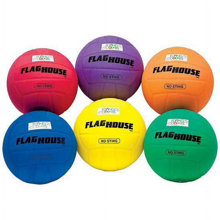 FlagHouse Lite Touch Volleyball Set Official Size Soft Sting Free 6 Differently Colored Balls Included