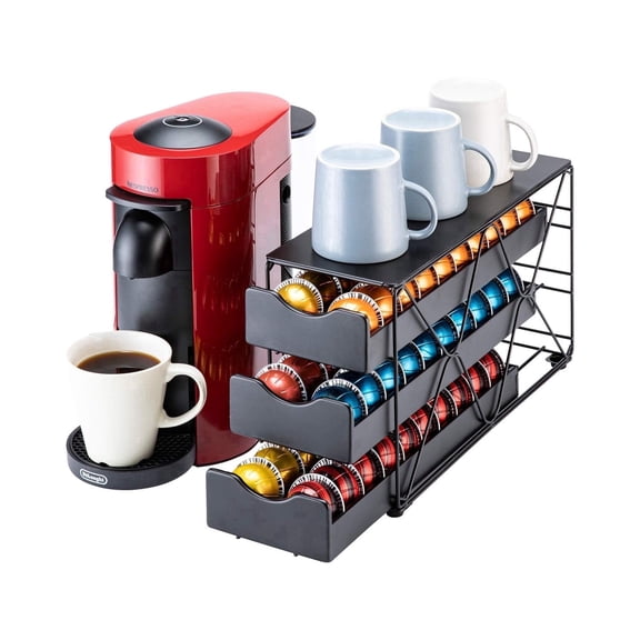 Flagship for Nespresso Pod Holder Vertuo Pod Drawer Large Mullti Tier Coffee Pod Holder 3 Tier Holds up to 60 Capsules.