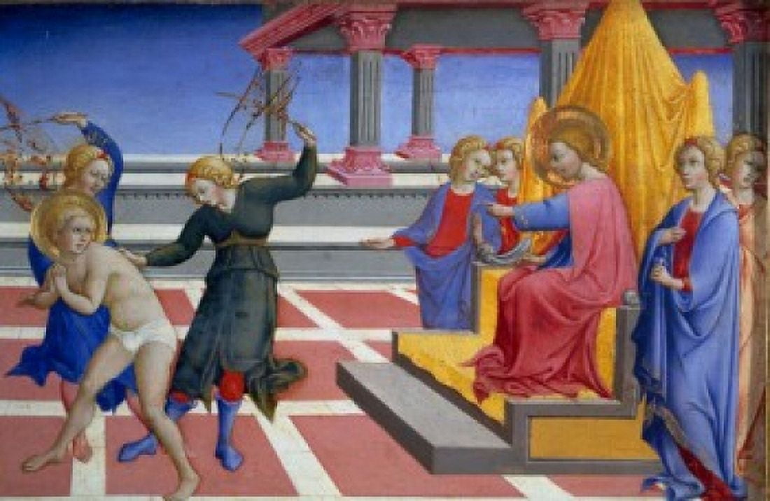 Flagellation of St Jerome (St Jerome Dreams That He Is Whipped by Angels on Christs Orders) by Sano di Pietro 1444 (1406-1481) Paris Musee du Louvre Canvas Art - Sano di Pietro (18 x 24)