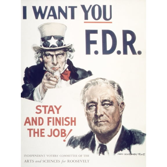 Flagg FDR Roosevelt Uncle Sam President USA Vintage Advert Extra Large Art Print Wall Mural Poster Premium XL
