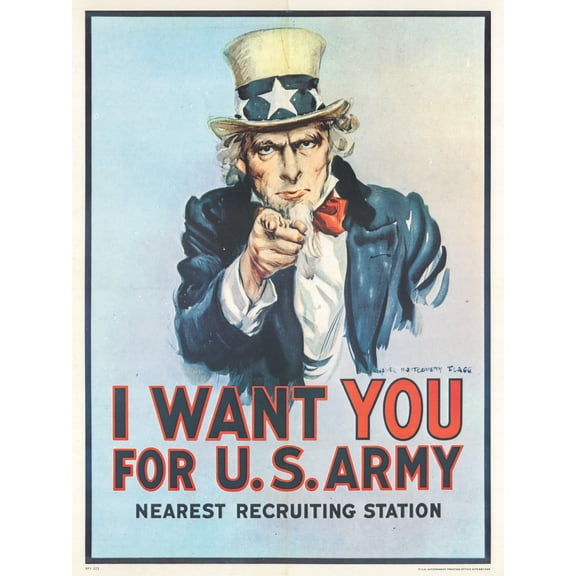 Flagg War WWI USA Unlce Sam Wants You Iconic Advert Extra Large XL Wall Art Poster Print