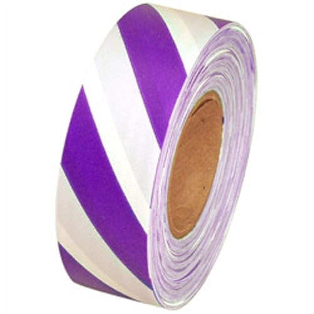 Flagging Tape - 2 mil, 1-3/16" x 300', Purple & white (Pack of 12 rolls)