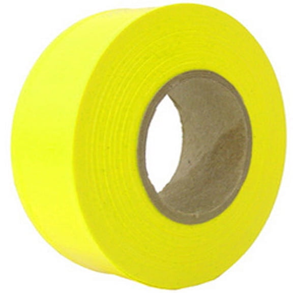 Flagging Tape - 4 mil, 1-3/16" x 150', Neon yellow (Pack of 12 rolls)