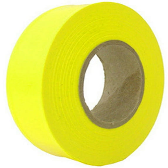 Flagging Tape - 4 mil, 1-3/16" x 150', Neon yellow (Pack of 12 rolls)
