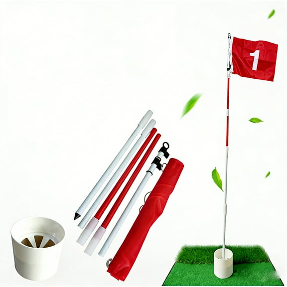 Flagpole 5-Section Detachable Golf Flagstick Pro Flag Pole with Adjustable Height for Practice and Course Use(1 Set) Rkxzt
