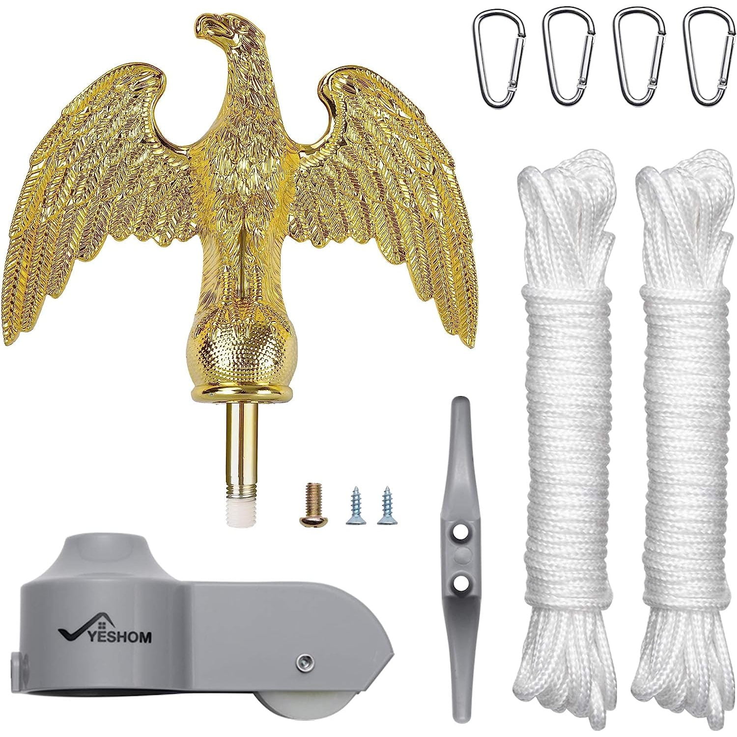 Flagpole Repair Parts Kit with Eagle, Complete Repair Kit with 2 Packs