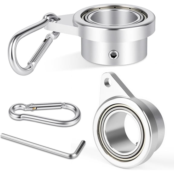 Flagpole Ring Set with Bearings Aluminum Alloy Flag Pole Rings 360Rotating Mounting Ring Spinning Clips Kit Carabiner for 0.75-1.0 Inch Diameter Flagpole|Silver-2 Pack