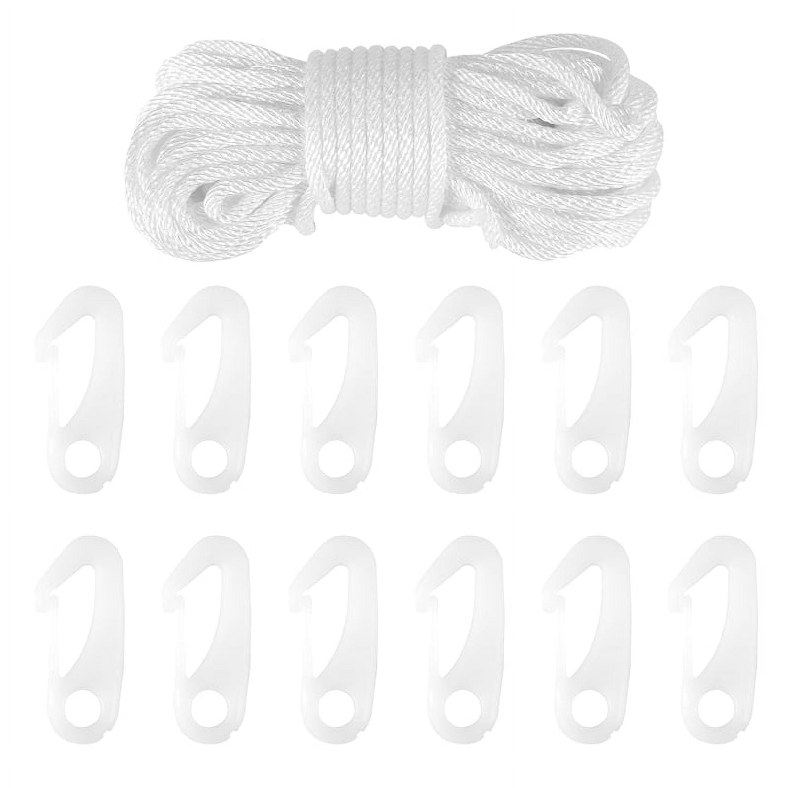 Flagpole Rope Clips String Flag Hooks Kit 1/4 Inch 50 Ft Nylon