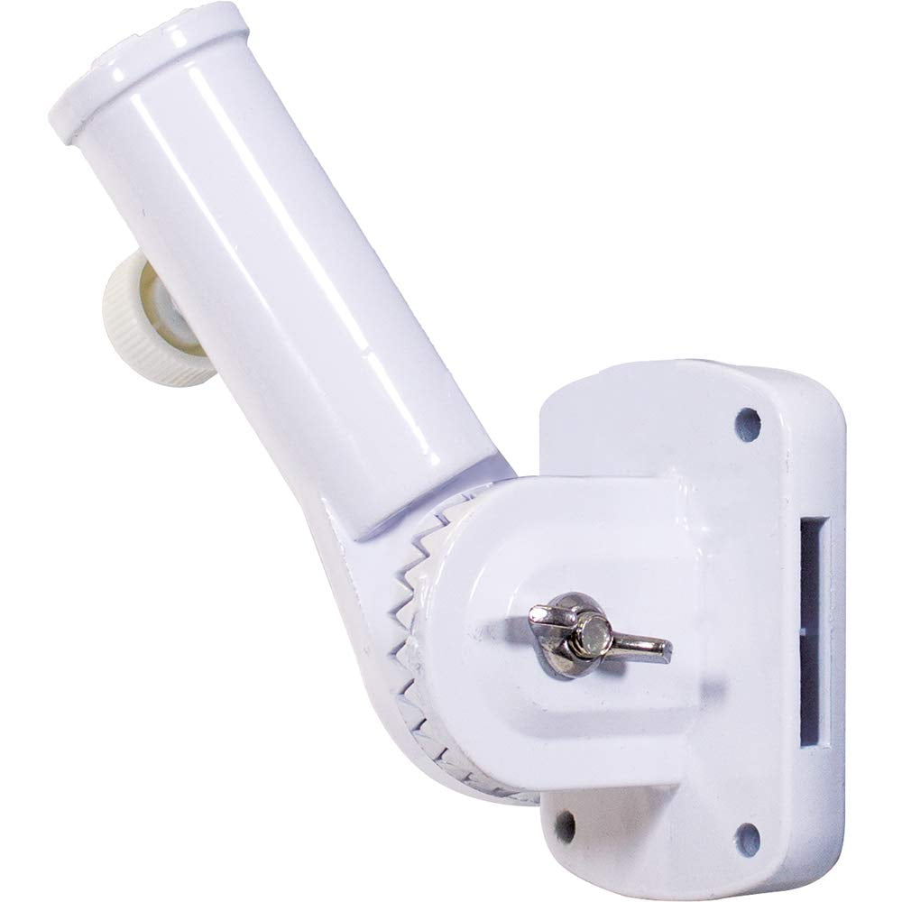 White Adjustable Cast Aluminum Flagpole Wall Bracket