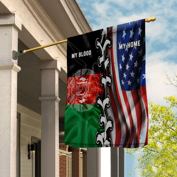 Flags-Afghan American My Home My Blood Flag Afghan Part House Flag (29.5x39.5) Double Sided-USA Flags Premium Polyester-Decorative Indoor Outdoor Flag