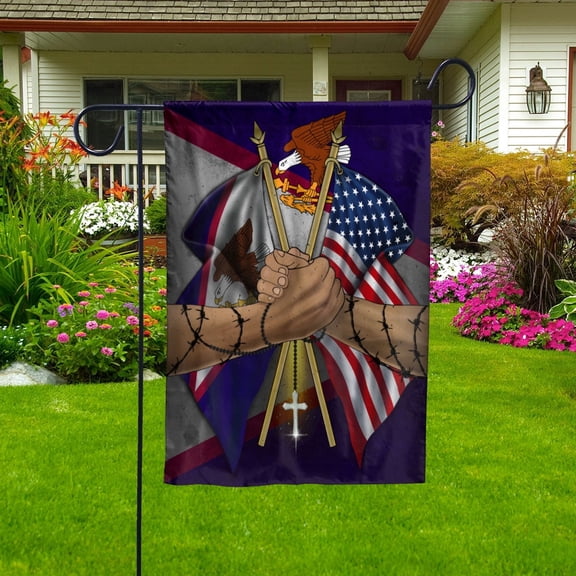 Flags American Samoan Handshake American Flag Friendship USA American Samoa Samoan Part Garden Flag, Double-Sided Decorative Outdoor Flag, Patriotic Polyester Yard Flag 11.5 x 17.5 in