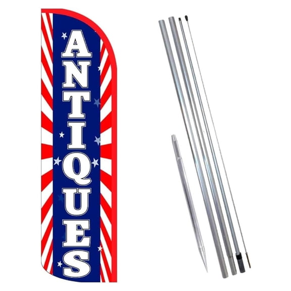 Flags Antiques (Sunburst) Windless Banner Flag Kit (Flag, Pole, Ground Mt)+