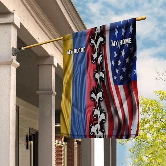 Flags-Armenian American My Home My Blood Flag Armenian Part House Flag, Double-Sided Decorative Outdoor Flag, Patriotic Polyester Yard Flag 29.5 x 39.5 in