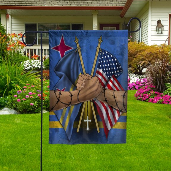 Flags Aruban Handshake American Flag Friendship USA Aruba Aruban Part Garden Flag (11.5x17.5) Double Sided-USA Flags Premium Polyester-Decorative Indoor Outdoor Flag