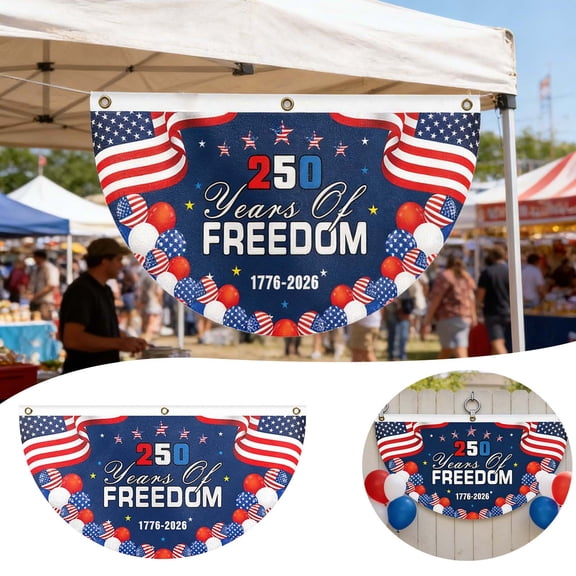 Flags Banners & Accessories Outdoor 250th Anniversary United States Decoration Banner for Porch Courtyard Polyester Washable Weather 1776 2026 Reunion Celebration