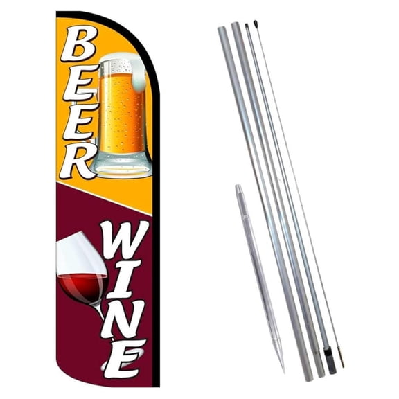 Flags Beer Wine Windless Banner Flag Kit (Flag, Pole, & Ground Mt)