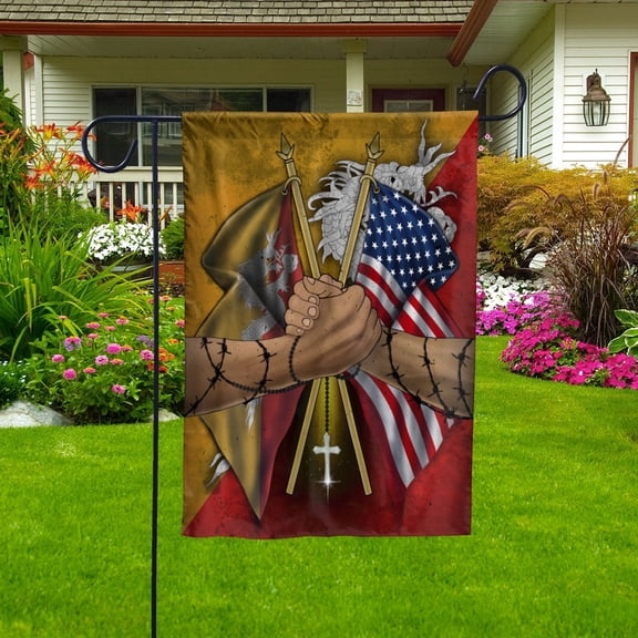Flags Bhutanese Handshake American Flag Friendship USA Bhutan Bhutanese Part Garden Flag, Double-Sided Decorative Outdoor Flag, Patriotic Polyester Yard Flag 12 x 18 in