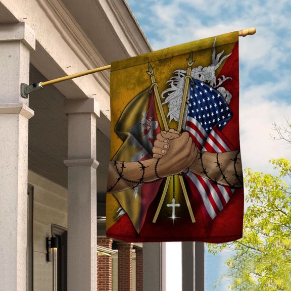 Flags Bhutanese Handshake American Flag Friendship USA Bhutan Bhutanese Part House Flag, Double-Sided Decorative Outdoor Flag, Polyester Yard Flag 29.5 x 39.5 in