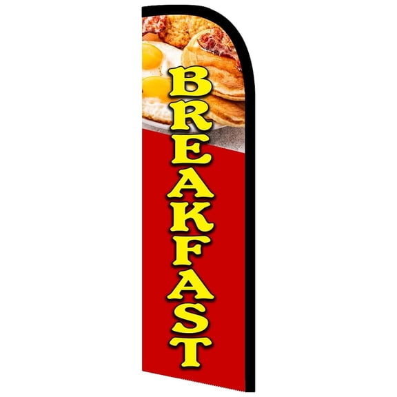 Flags Breakfast Premium Windless Banner Flag Kit (Flag, Pole, & Ground Mt)