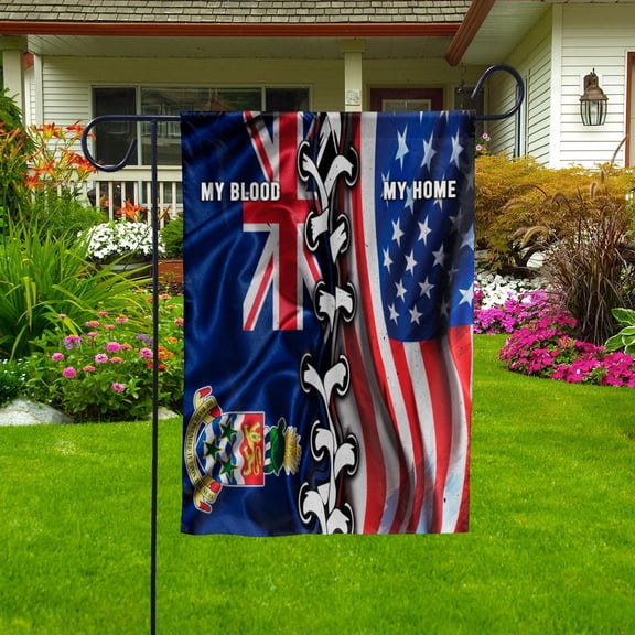 Flags-Cayman Islander American My Home My Blood Flag Cayman Islander Part Garden Flag, Double-Sided Decorative Outdoor Flag, Patriotic Polyester Yard Flag 12 x 18 in