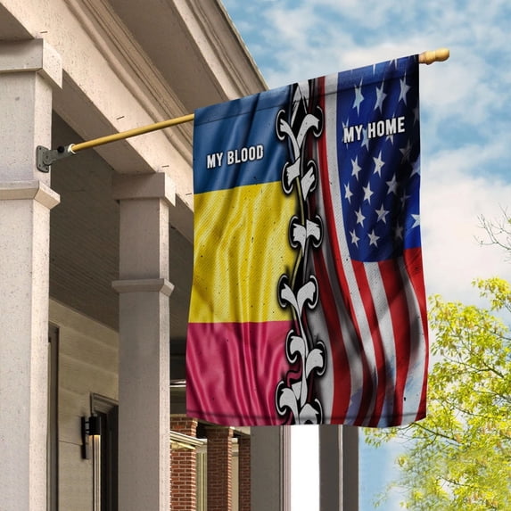 Flags-Chadian American My Home My Blood Flag Chadian Part House Flag, Double-Sided Decorative Outdoor Flag, Patriotic Polyester Yard Flag 29.5 x 39.5 in