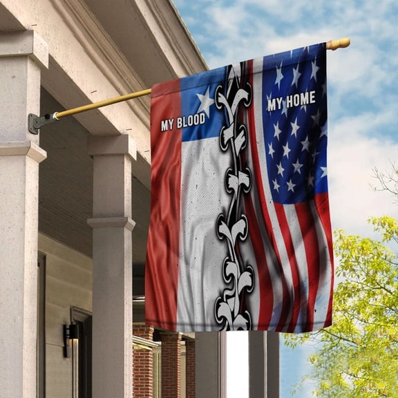 Flags-Chilean American My Home My Blood Flag Chilean Part House Flag, Double-Sided Decorative Outdoor Flag, Polyester Yard Flag 29.5 x 39.5 in