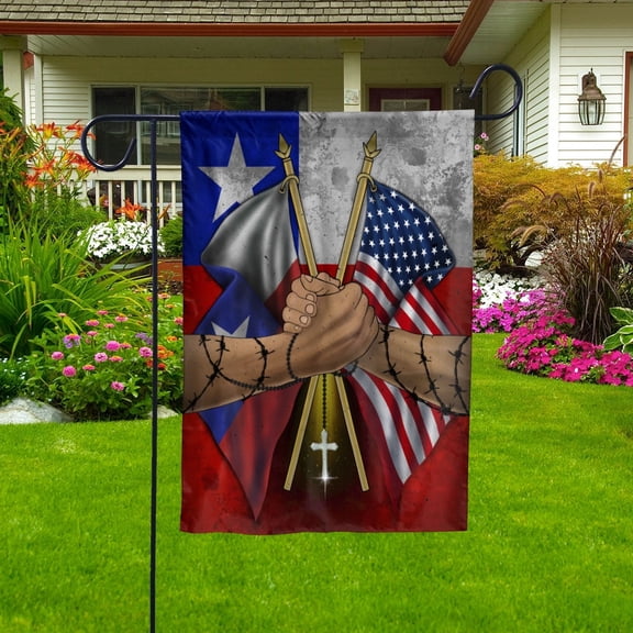 Flags Chilean Handshake American Flag Friendship USA Chile Chilean Part Garden Flag, Double-Sided Decorative Outdoor Flag, Polyester Yard Flag 12 x 18 in