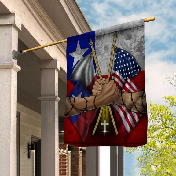 Flags Chilean Handshake American Flag Friendship USA Chile Chilean Part House Flag, Double-Sided Decorative Outdoor Flag, Polyester Yard Flag 29.5 x 39.5 in