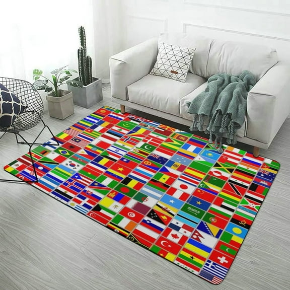 Flags Of All Countries Of The World Home Decor Living Room Carpet Non-slip Soft Comfy Hotel Lobby Floor Rug Kitchen Bedroom Entrance Doormat Mats 60"x 40"