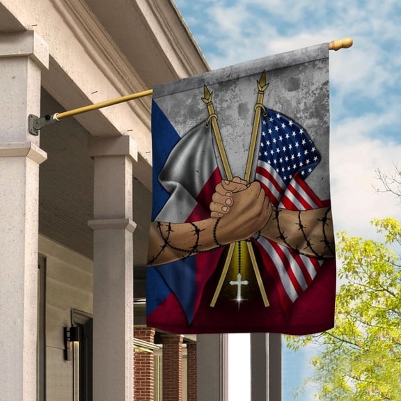 Czech Republic and USA Friendship Garden Flag, Double-Sided Polyester Outdoor Decor, 12 x 18 in