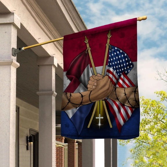 Flags Dutch Handshake American Flag Friendship USA Netherlands Dutch Part House Flag, Double-Sided Decorative Outdoor Flag, Polyester Yard Flag 29.5 x 39.5 in