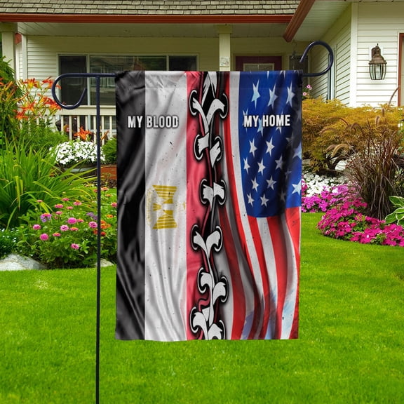Flags-Egyptian American My Home My Blood Flag Egyptian Part Garden Flag (11.5x17.5) Double Sided-USA Flags Premium Polyester-Decorative Indoor Outdoor Flag